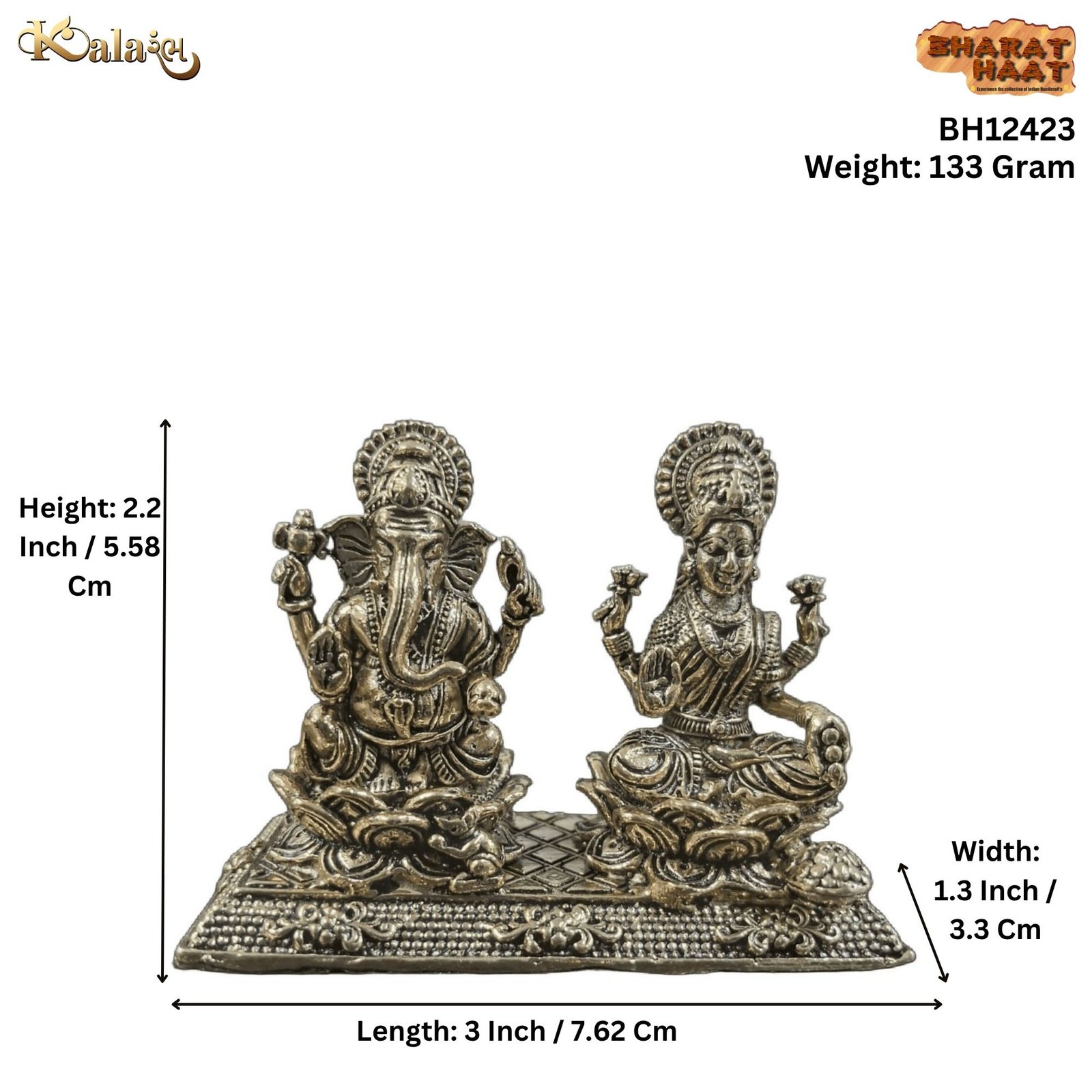 Brass Ganesh Laxmi With Base 2.2 Inch BH12423 Brass Ganesh Laxmi With Base 2.2 Inch BH12423