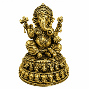 Brass Ganesh Round Base 5 Inch BH12427
