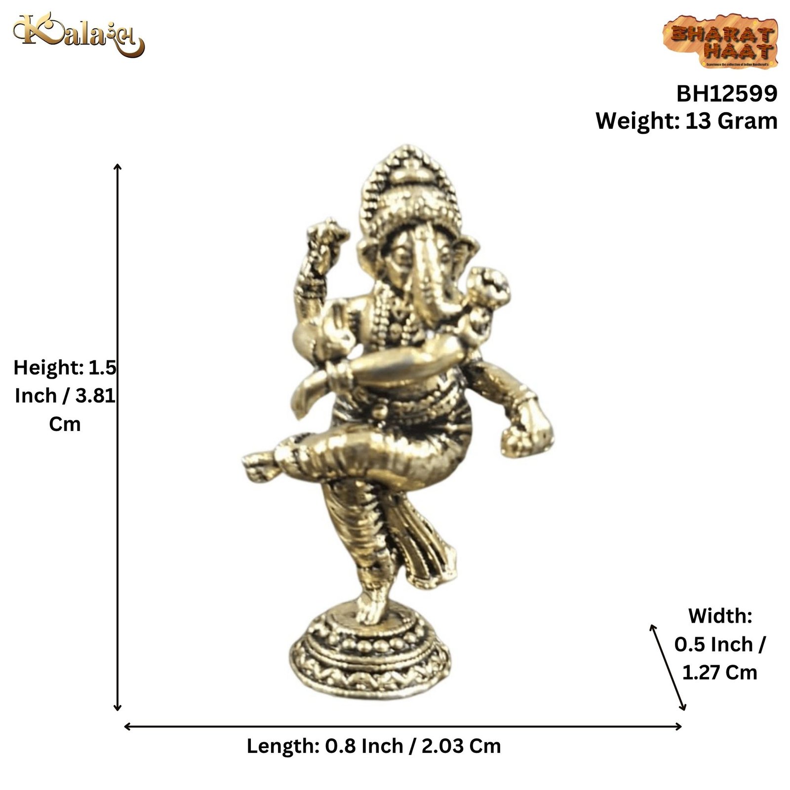 KALARAMBH Brass Dancing Ganesh 1.5 Inch, 1 Pcs KALARAMBH Brass Dancing Ganesh 1.5 Inch, 1 Pcs