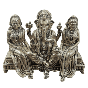 Brass Ganesh With Riddhi Siddhi 2.7 Inch BH12730