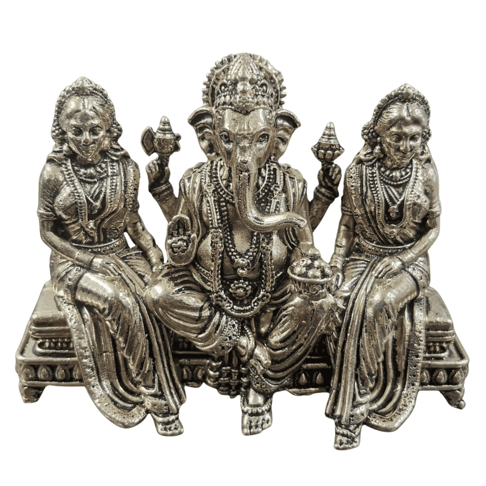 Brass Ganesh With Riddhi Siddhi 2.7 Inch BH12730 Brass Ganesh With Riddhi Siddhi 2.7 Inch BH12730
