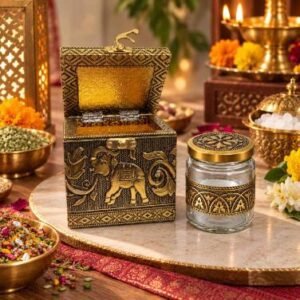 KALARAMBH MDF,FOIL,GLASS 1-Jar Elephant Box 4.2 Inch, 2 Pcs