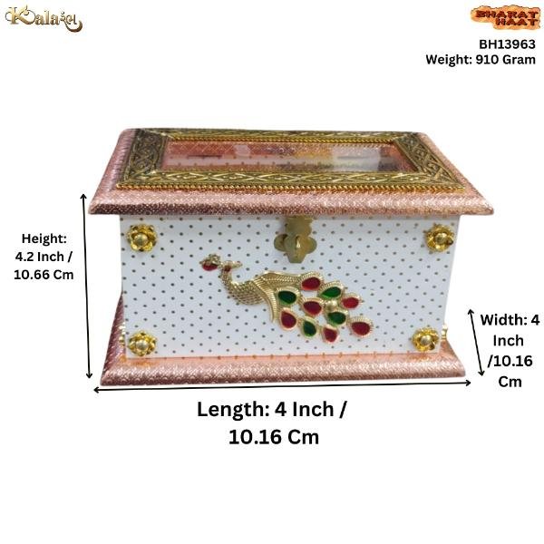 KALARAMBH MDF,FOIL,GLASS 2-Jar Peacock design Box 4.2 Inch, Pcs KALARAMBH MDF,FOIL,GLASS 2-Jar Peacock design Box 4.2 Inch, Pcs
