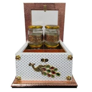 MDF,FOIL,GLASS 4-Jar peacock Design Box 4.2 Inch BH13970