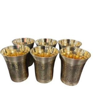 Brass Coffee Dabara Glass Set-6 4.1 Inch BH14127