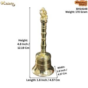 KALARAMBH Brass Ganesha Bell 4.8 Inch, 1 Pcs