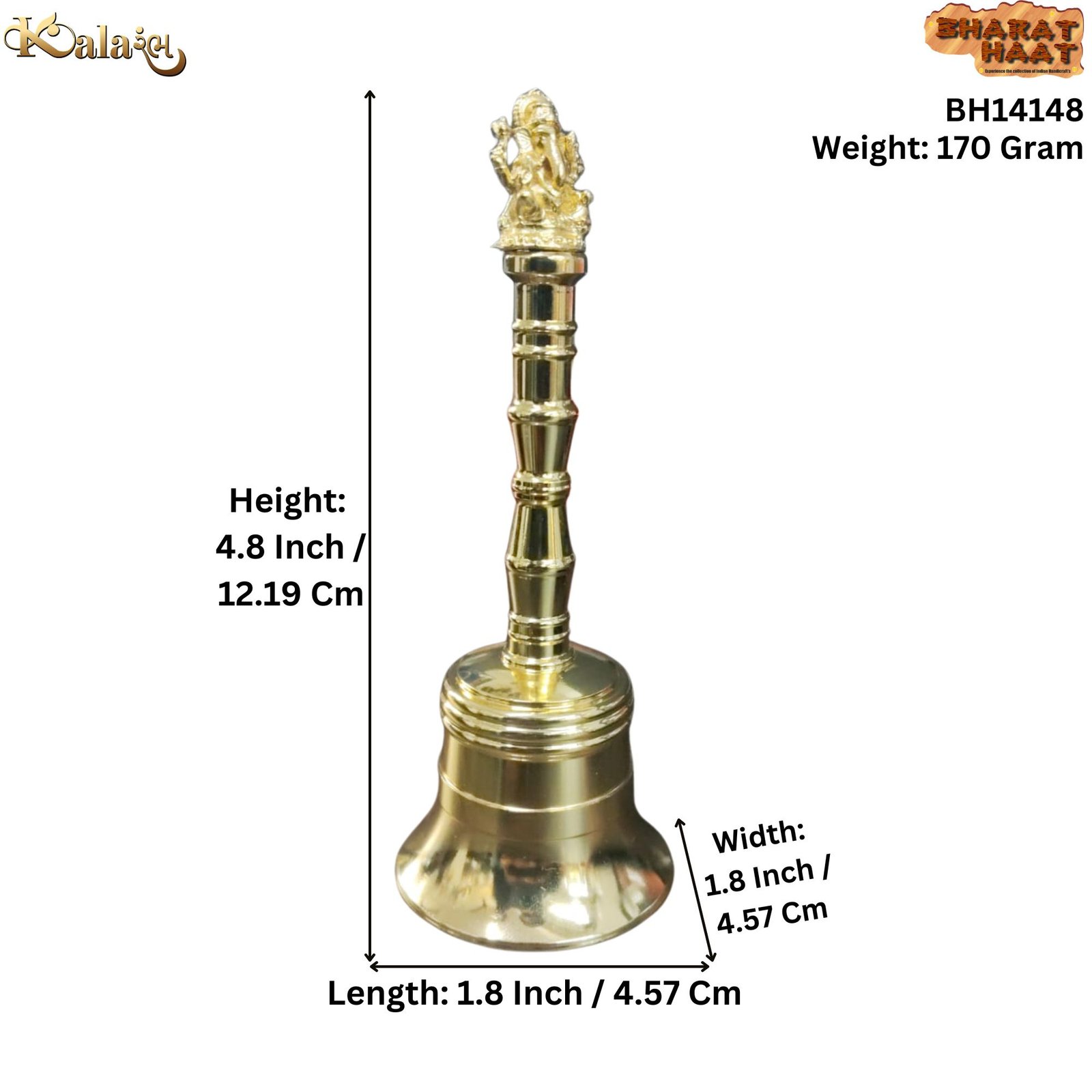 KALARAMBH Brass Ganesha Bell 4.8 Inch, 1 Pcs KALARAMBH Brass Ganesha Bell 4.8 Inch, 1 Pcs
