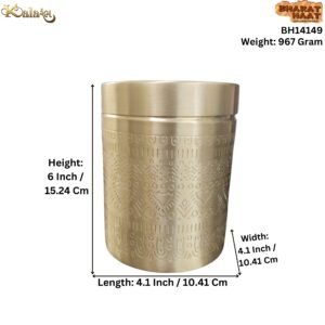 KALARAMBH Brass Jar Box 6 Inch, 3 Pcs