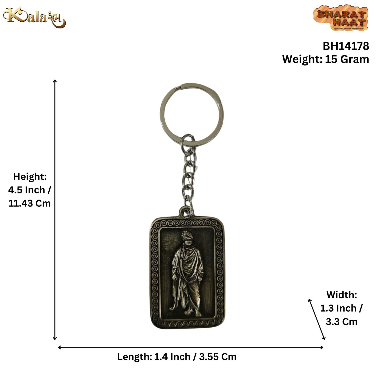 KALARAMBH Zink Swami vivekananand keychain 4.5 Inch, 1 Pcs KALARAMBH Zink Swami vivekananand keychain 4.5 Inch, 1 Pcs