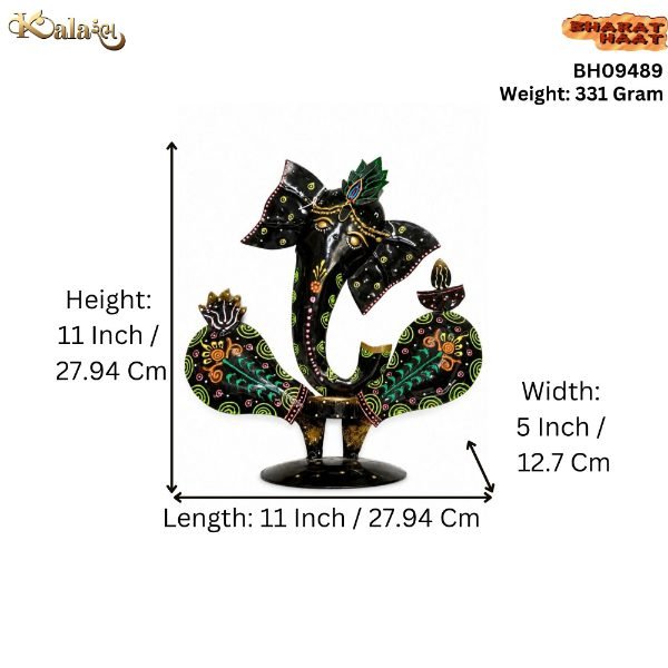 KALARAMBH Wrought Iron Ganesha With Diya 11 Inch, 1 Pcs KALARAMBH Wrought Iron Ganesha With Diya 11 Inch, 1 Pcs
