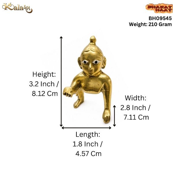KALARAMBH Brass Bal Krishna 3.2 Inch, 1 Pcsc KALARAMBH Brass Bal Krishna 3.2 Inch, 1 Pcsc