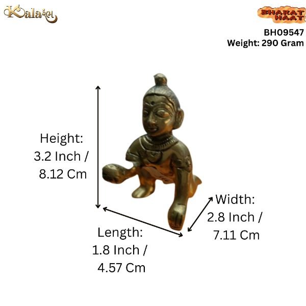 KALARAMBH Brass Bal Krishna 3.2 Inch, 1 Pcs KALARAMBH Brass Bal Krishna 3.2 Inch, 1 Pcs