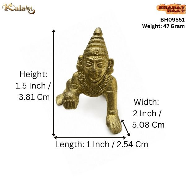 KALARAMBH Brass Bal Krishna 1.5 Inch, 1 Pcs KALARAMBH Brass Bal Krishna 1.5 Inch, 1 Pcs