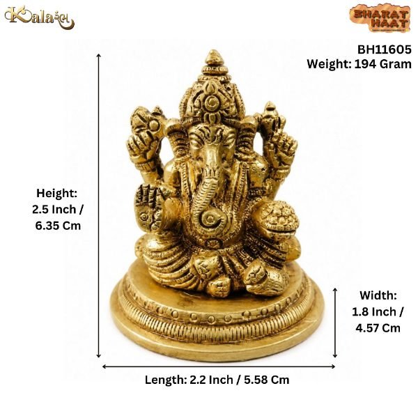 KALARAMBH Brass Ganesha 2.5 Inch, 1 Pcs KALARAMBH Brass Ganesha 2.5 Inch, 1 Pcs