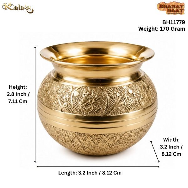 KALARAMBH Brass Pot 2.8 Inch, Pcs KALARAMBH Brass Pot 2.8 Inch, Pcs