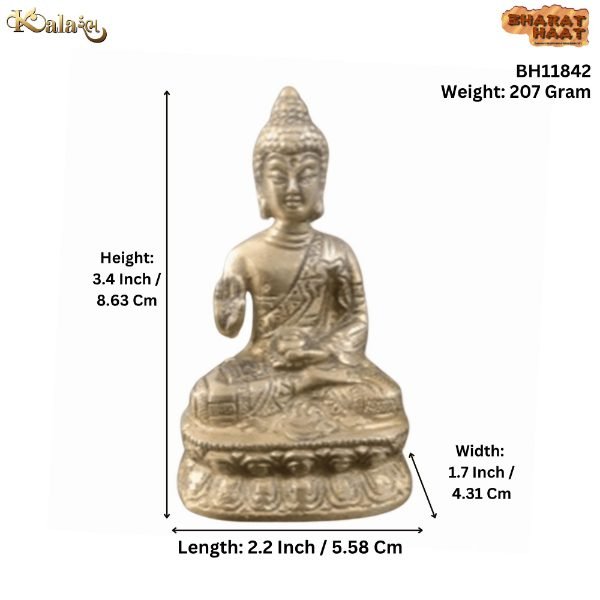 KALARAMBH Brass Buddha 3.4 Inch, 1 Pcs KALARAMBH Brass Buddha 3.4 Inch, 1 Pcs