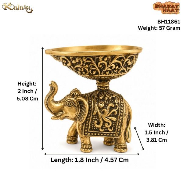 KALARAMBH Brass Elephant Diay 2 Inch, 1 Pcs KALARAMBH Brass Elephant Diay 2 Inch, 1 Pcs