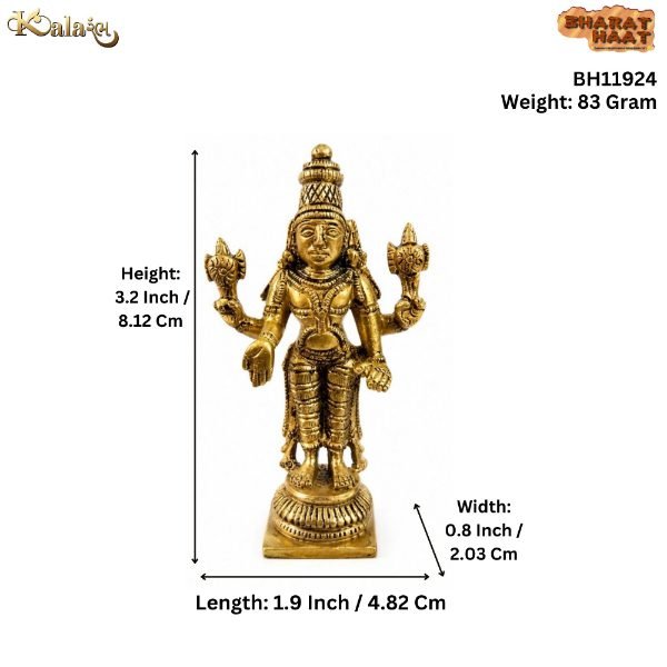 KALARAMBH Brass Vishnu 3.2 Inch, 1 Pcs KALARAMBH Brass Vishnu 3.2 Inch, 1 Pcs