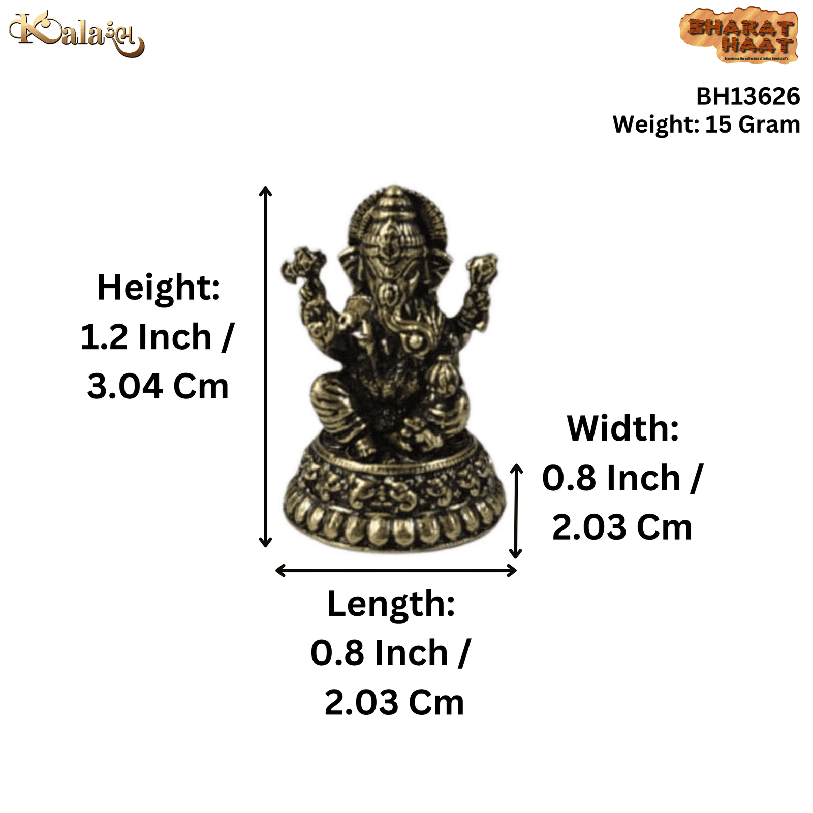 KALARAMBH Brass Ganesha 1.2 Inch, Pcs KALARAMBH Brass Ganesha 1.2 Inch, Pcs