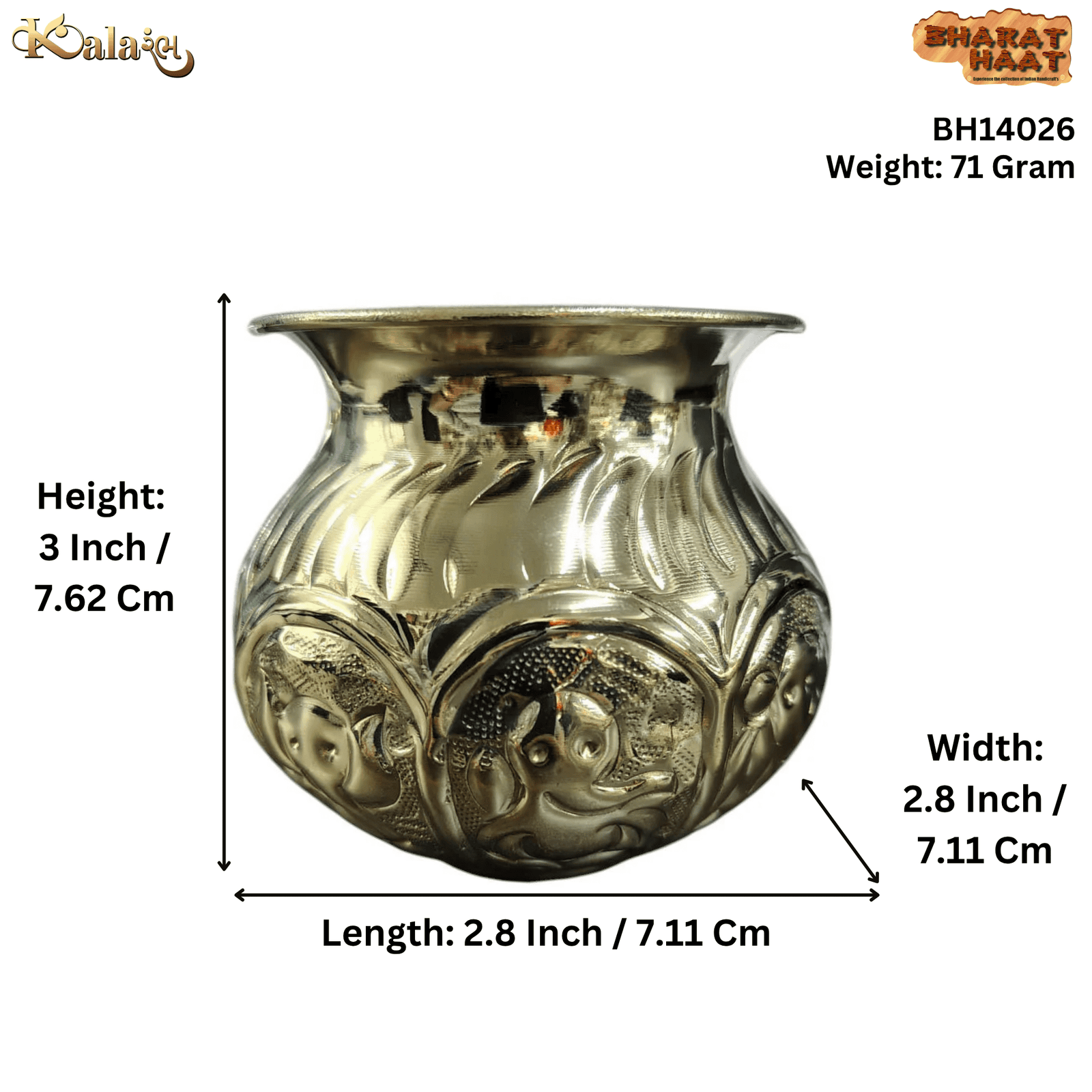 KALARAMBH BRASS Asth Ganesh Kalash 3 Inch, Pcs KALARAMBH BRASS Asth Ganesh Kalash 3 Inch, Pcs