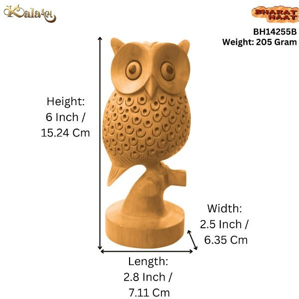 KALARAMBH WOODEN Owl 6 Inch, Pcs KALARAMBH WOODEN Owl 6 Inch, Pcs